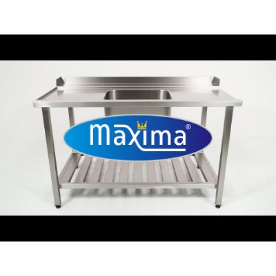 Maxima Stůl na mytí nádobí s dřezem a zadní deskou - 120 x 75 cm - levý |  09201034