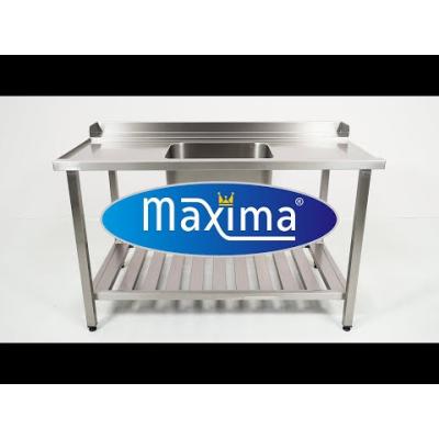 Stůl na mytí nádobí s dřezem a zadní deskou - 120 x 75 cm - levý | MAXIMA 09201034