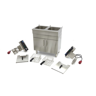 Maxima Fritéza - 2 x 16 l - 2 koše - s vypouštěcím kohoutem a stojanem - 400 V |  09365156