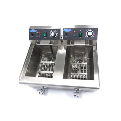 Fritéza - 2 x 10 l - 2 koše - s vypouštěcím kohoutem | MAXIMA 09365229