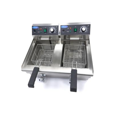 Fritéza - 2 x 10 l - 2 koše - s vypouštěcím kohoutem | MAXIMA 09365229