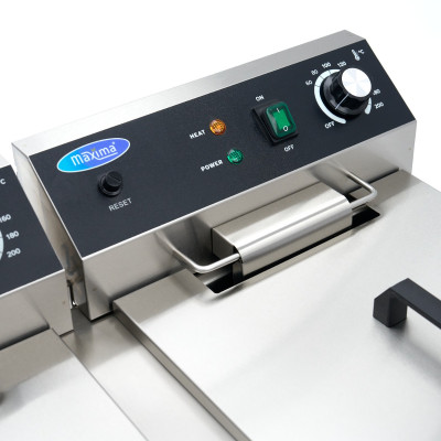 Maxima Fritéza - 2 x 16 l - 2 koše - s vypouštěcím kohoutem a stojanem - 230 V |  09365158