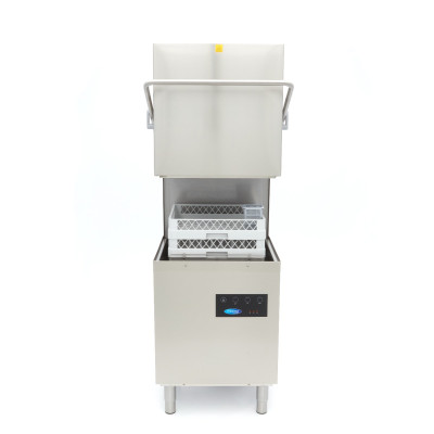 Maxima Průchozí myčka nádobí - 50x50cm - s odtokem, pomocným oplachem a mýdlovými čerpadly - 400V |  09240080