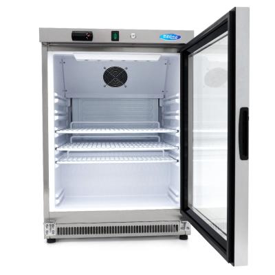 Lednice - 200 l - nerezová ocel - se skleněnými dveřmi | MAXIMA 09405010