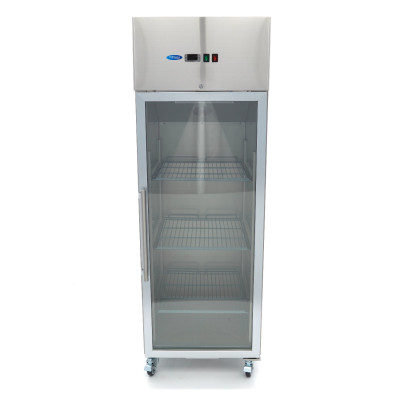 Maxima Mrazící skříň - 600 l - 3 nastavitelné police (2/1 GN) - nerezová ocel - se skleněnými dveřmi |  09400006