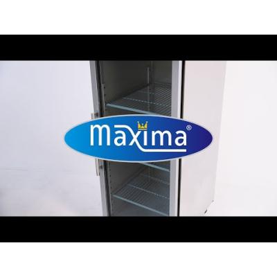 MAXIMA 09400001 | Chladnička - 600 l - 3 nastavitelné police (2/1 GN) - nerezová ocel - se skleněnými dveřmi