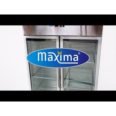 Mrazící skříň - 1200 l - 6 nastavitelné police (2/1 GN) - nerezová ocel - se skleněnými dveřmi | MAXIMA 09400016