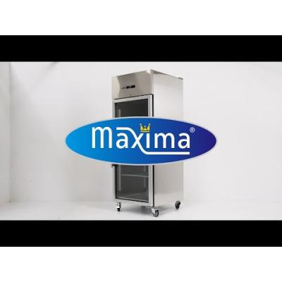 Lednice - 700 l - 3 nastavitelné police (2/1 GN) - nerezová ocel - se skleněnými dveřmi | MAXIMA 09400031