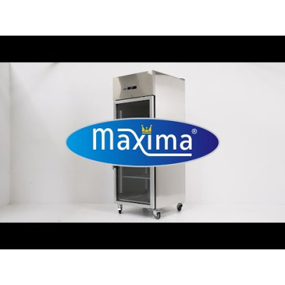 Maxima Lednice - 700 l - 3 nastavitelné police (2/1 GN) - nerezová ocel - se skleněnými dveřmi |  09400031