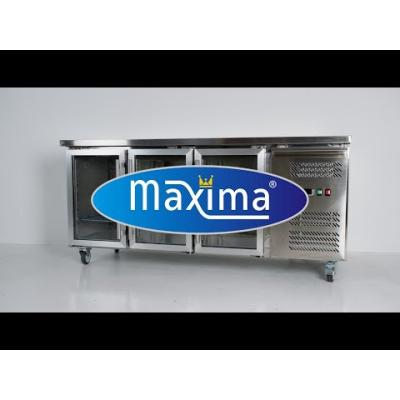 Pultový CHLADÍCÍ STŮL - 180 cm - 3 skleněné dveře | MAXIMA 09400406
