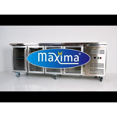 Maxima Pultový CHLADÍCÍ STŮL - 223 cm - 4 skleněné dveře |  09400409