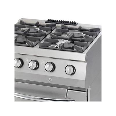 Heavy Duty sporák – 4 hořáky – dvojitá jednotka – hloubka 70 cm – 37 kW – plyn včetně trouby | MAXIMA 09396113