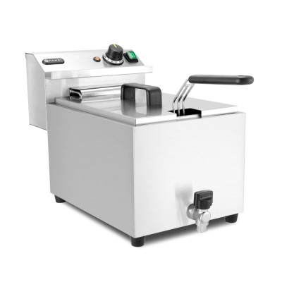 Hluboká fritéza XL s vypouštěcím kohoutkem, HENDI, Profi Line, 10L, 400V/6600W, 300x585x(H)377mm | 209424