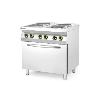 Elektrický vařič Kitchen Line - 4 plotýnky s konvektomatem GN 1/1 , HENDI, Kitchen Line, GN 1/1, 400V/13400W, 800x700x(H)900mm