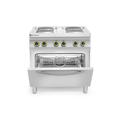 Elektrický vařič Kitchen Line - 4 plotýnky s konvektomatem GN 1/1 , HENDI, Kitchen Line, GN 1/1, 400V/13400W, 800x700x(H)900mm