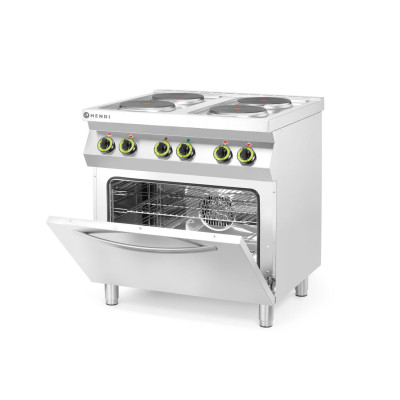 Elektrický vařič Kitchen Line - 4 plotýnky s konvektomatem GN 1/1 , HENDI, Kitchen Line, GN 1/1, 400V/13400W, 800x700x(H)900mm