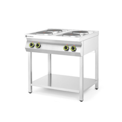 Elektrický vařič Kitchen Line - 4 plotýnky s otevřenou podstavou, HENDI, Kitchen Line, 400V/10400W, 800x700x(H)900mm | 226223