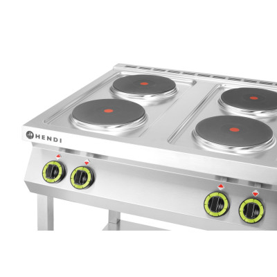 Elektrický vařič Kitchen Line - 4 plotýnky s otevřenou podstavou, HENDI, Kitchen Line, 400V/10400W, 800x700x(H)900mm | 226223