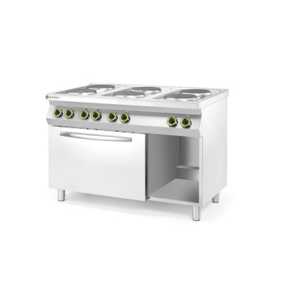 Elektrický vařič Kitchen Line - 6 plotýnek s konvektomatem GN 1/1, HENDI, Kitchen Line, 400V/18600W, 1200x700x(H)900mm | 226247