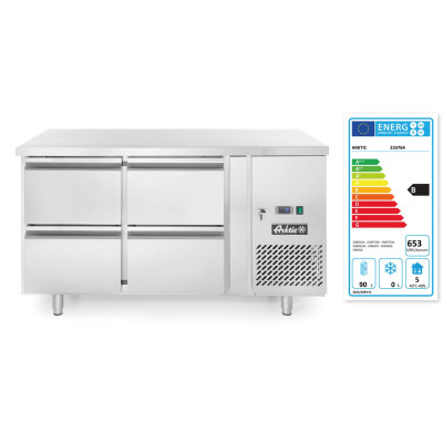 Chladicí stůl se 4 zásuvkami a postranními skříňkami, Arktic, Profi Line, 230V/250W, 1360x700x(H)858mm | 233764