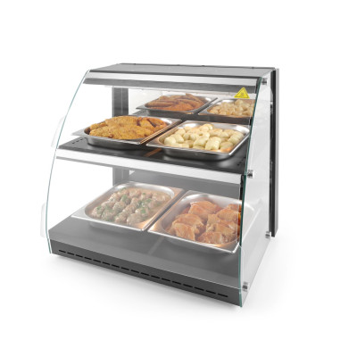 Vitrína ohřívací nastavitelná - křemíková, HENDI, 2 patra, 230V/560W, 650x485x(H)630mm | 233962