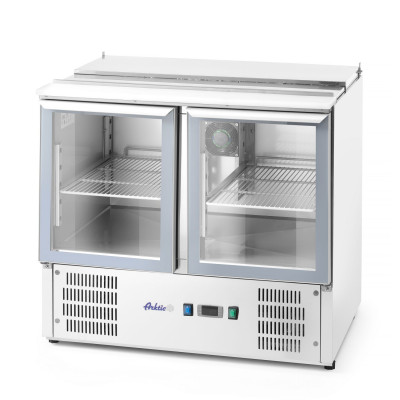 Dvoudveřový prosklený chladicí stůl s odklápěcím víkem, Arktic, 247L, 230V/145W, 900x700x(H)860mm | 236246