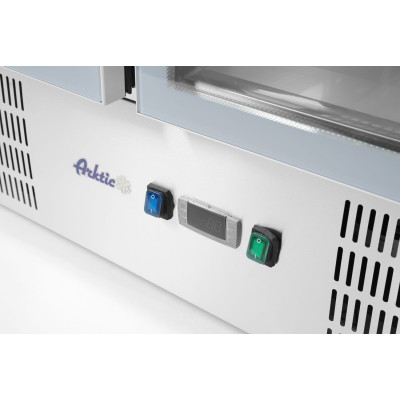 Dvoudveřový prosklený chladicí stůl s odklápěcím víkem, Arktic, 247L, 230V/145W, 900x700x(H)860mm | 236246