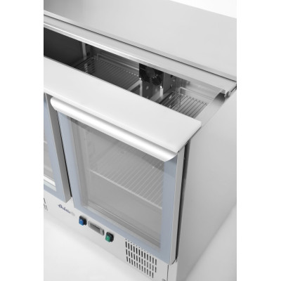 Dvoudveřový prosklený chladicí stůl s odklápěcím víkem, Arktic, 247L, 230V/145W, 900x700x(H)860mm | 236246
