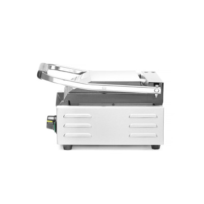 Kontaktní gril - single verze, HENDI, vroubkovaná horní, hladká spodní část, 230V/1800W, 310x375x(H)216mm | 263600