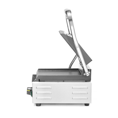 Kontaktní gril - single verze, HENDI, vroubkovaná horní, hladká spodní část, 230V/1800W, 310x375x(H)216mm | 263600