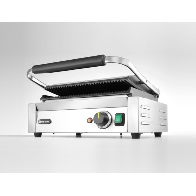 Kontaktní gril Panini, HENDI, horní i spodní část vroubkovaná, 230V/2200W, 430x375x(H)216mm | 263655