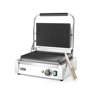 Kontaktní gril Panini, HENDI, horní i spodní část vroubkovaná, 230V/2200W, 430x375x(H)216mm | 263655