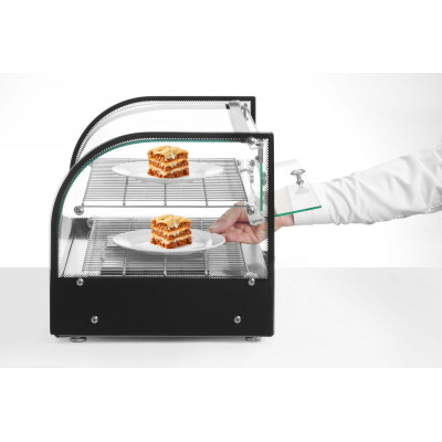Vitrína ohřívací nastavitelná, HENDI, dvě patra, Černá, 220-240V/800W, 554x376x(H)376mm | 273999