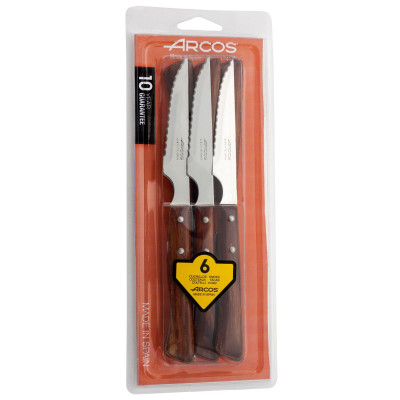 Steakový nůž - sada 6 ks, série FOREST, Arcos, FOREST, Dřevo, 6 ks, (L)220mm | 372000