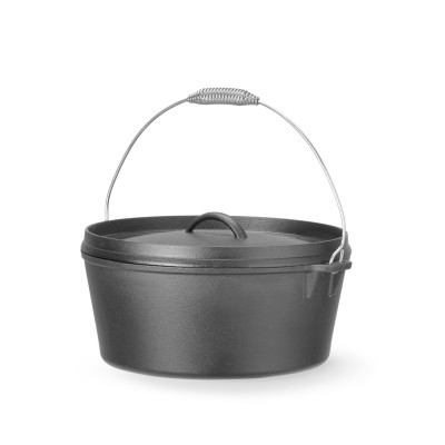 Litinový hrnec, HENDI, 7,2L, Černá, 310x(H)130mm, Kulatý | 629376