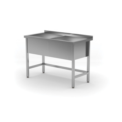 Stůl s dvojitým mycím žlabem, svařovaný, HENDI, Profi Line, 1200x600x(H)850mm | 813485