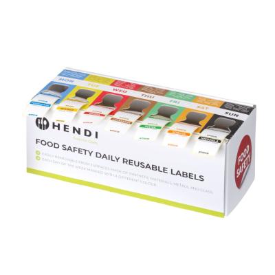 Sada opakovaně použitelných štítků pro bezpečnost potravin pro každý den v týdnu s dávkovačem GSS | HENDI 850305