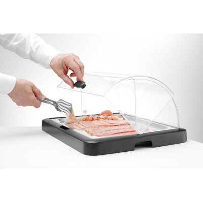 Chladicí vitrína roll top Duo UNIQ, HENDI, designed by Robert Bronwasser, Jednodílná, Černá, 460x355x(H)220mm, Obdélníkové