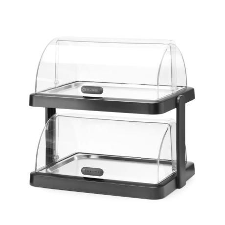 Chladicí vitrína roll top Duo UNIQ, HENDI, designed by Robert Bronwasser, Dvoudílná, Černá, 480x355x(H)480mm, Obdélníkové