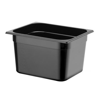Kontejner GN 1/2 černý polykarbonát, HENDI, Profi Line, 12,5L, Černá, 325x265x(H)200mm | 862407