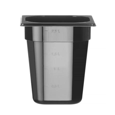 Kontejner GN 1/6 černý polykarbonát, HENDI, Profi Line, GN 1/6, 3,4L, Černá, 176x162x(H)200mm | 862704