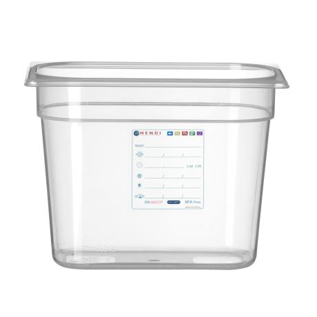 Kontejner GN 1/4 HACCP, HENDI, GN 1/4, 5,5L, Průhledná, 265x162x(H)200mm | 880357