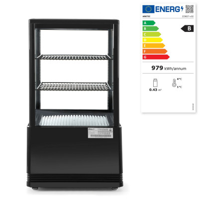 Chlazená skříň displeje, 58 l, Arktic, černá, 230V/170W, 452x406x(H)830mm | 233627