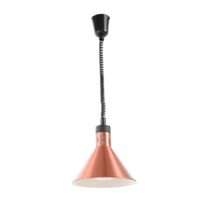 Závěsná výhřevná lampa s nastavitelnou výškou, kuželová, HENDI, Měděná, 230V/250W, 275x(H)250mm | 273876