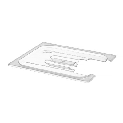 Víko pro polykarbonátové nádoby GN s výřezem pro cirkulační čerpadlo sous vide, HENDI, GN 1/2, Průhledná, 265x325mm | 864234