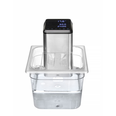 Víko pro polykarbonátové nádoby GN s výřezem pro cirkulační čerpadlo sous vide, HENDI, GN 1/2, Průhledná, 265x325mm | 864234