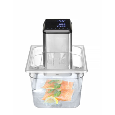 Víko pro polykarbonátové nádoby GN s výřezem pro cirkulační čerpadlo sous vide, HENDI, GN 1/2, Průhledná, 265x325mm | 864234