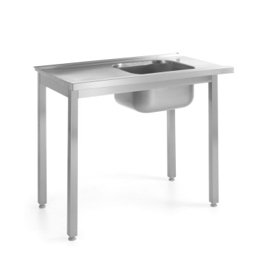 Nakládací stůl pro myčky nádobí s dřezem - přišroubovaný, HENDI, Kitchen Line, 1000x600x(H)850mm | 811917