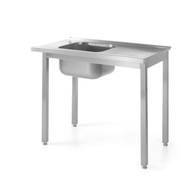 Nakládací stůl pro myčky nádobí s dřezem - přišroubovaný, HENDI, Kitchen Line, 1000x600x(H)850mm | 811924