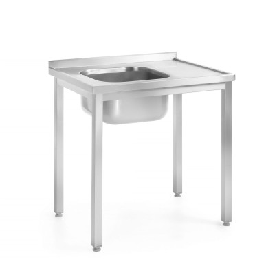 Dřezový stůl - přišroubovaný, hloubka 600 mm, HENDI, Profi Line, Dřez s umyvadlem vlevo, 1000x600x(H)850mm | 812648